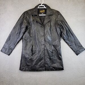 Vintage Leather King Leather Jacket Men's XXL Black‎ Button Patchwork 80s 90s